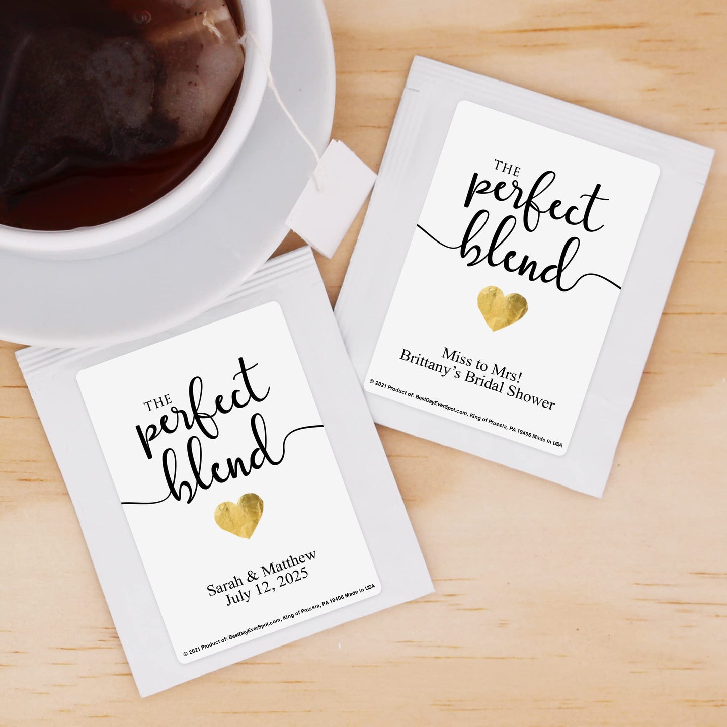 Best Day Ever Spot Tea Party Favors, Gold Heart Personalized Tea Bags, Bridal Shower Tea Bag Favors, Tea Wedding Favor, Tea Favors, Bridal Shower