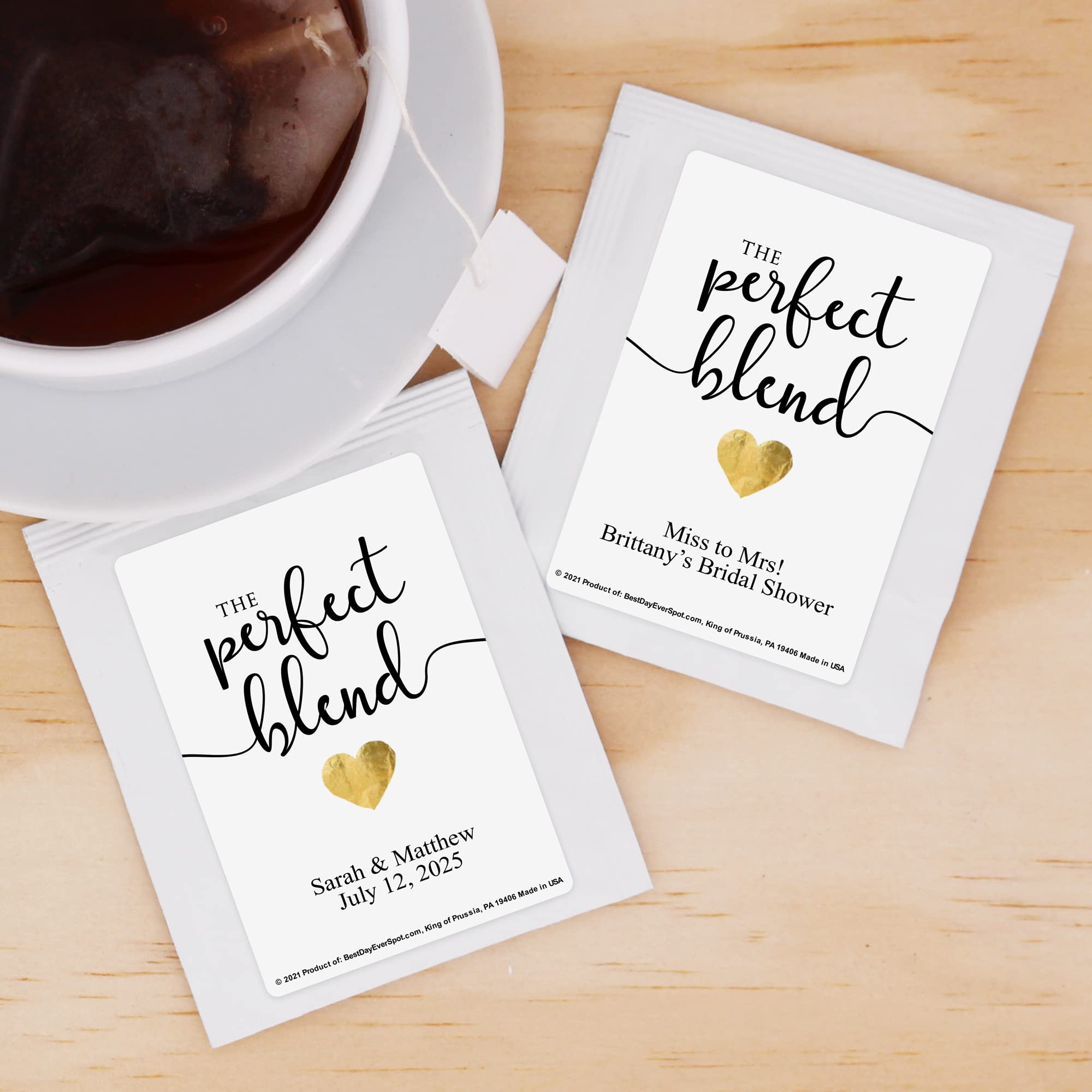 Best Day Ever Spot Tea Party Favors, Gold Heart Personalized Tea Bags, Bridal Shower Tea Bag Favors, Tea Wedding Favor, Tea Favors, Bridal Shower