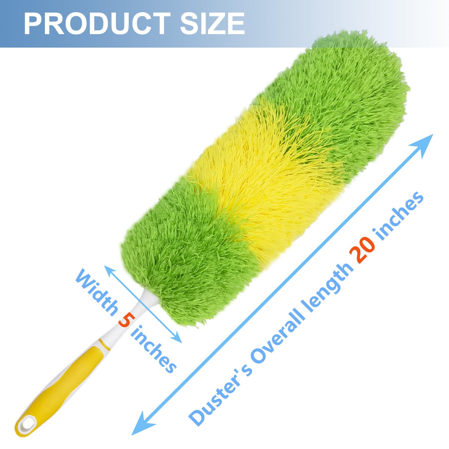 2 Pack 20-inch Microfiber Dusting Dusters with Non-Slip Handles and Bendable Microfiber Duster Heads, Perfect for Household Cleaning, Office Cleaning