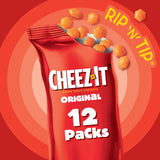 Gripz Mini Cheese Crackers, Kids Snacks, Baked Snack Crackers, Cheez-It Original, 10.8oz Box (12 Pouches)