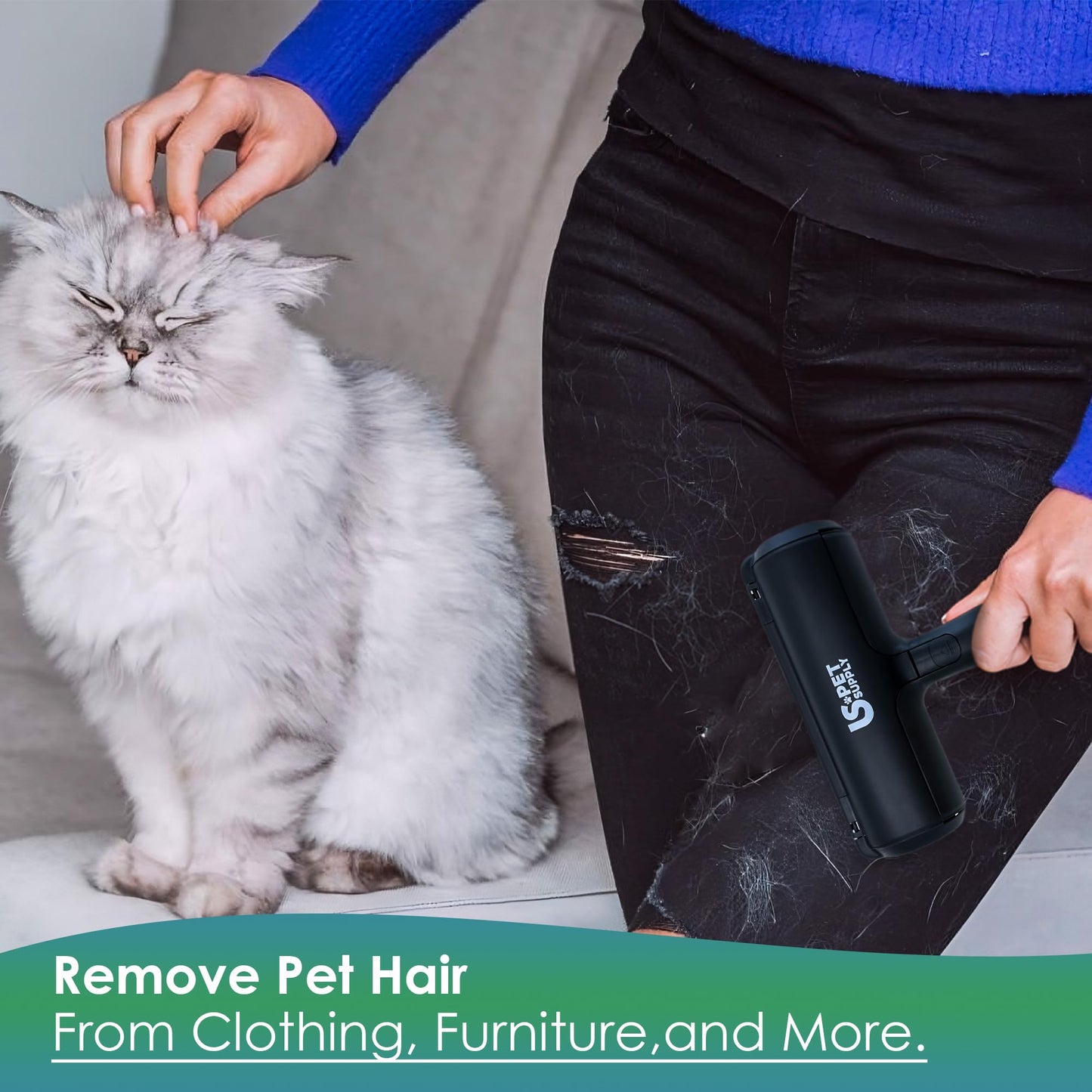US PET SUPPLY Pet Hair Remover Roller-Reusable, Self Cleaning Lint Roller for Pet Hair Removal on Furniture, Carpets, Clothes & Car Seats-Dog & Cat