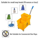 Mind Reader Mop Bucket with Wringer (Mop Not Included), 5.5 Gallon Cleaning Bucket with Wheels and Handle, Upward Press Wringer, Small Mop Compatible