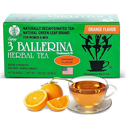 3 Ballerina Diet Tea Extra Strength - Orange-Flavor Herbal Tea Bags for Digestive Comfort and Weight Maintenance - Pack of 1 (18 Count)