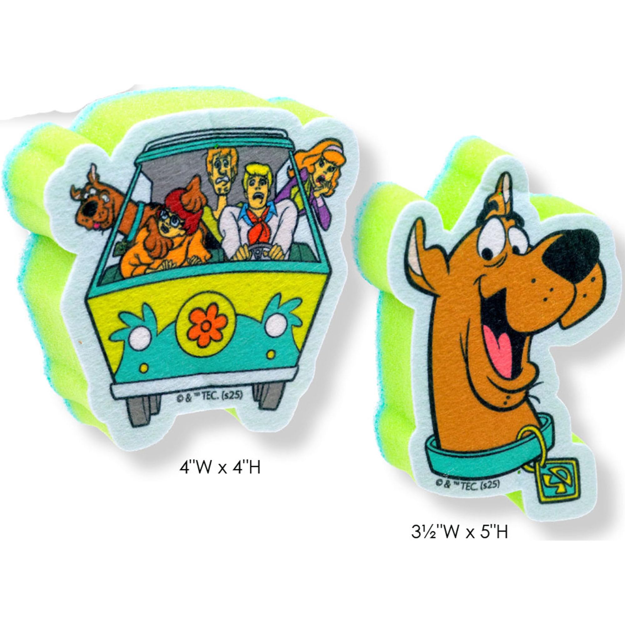 Spoontiques Scooby Doo Premium Sponge Set - 2-Pack Multi-Purpose Cleaning Sponges - Dual-Sided Non-Scratch Scrub & Absorbent Wipe - Durable, Reusable