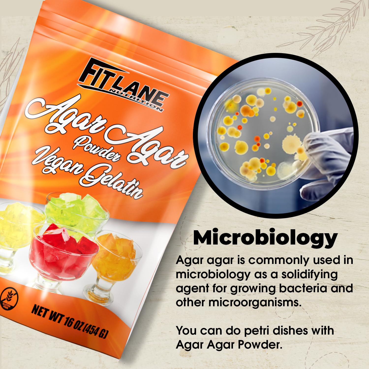 Agar Agar Powder 16 oz - Vegan (Vegetarian) Gelatin - Non GMO, Gluten Free and Nutrient Rich - Substitute for Beef Mix - Unflavored.