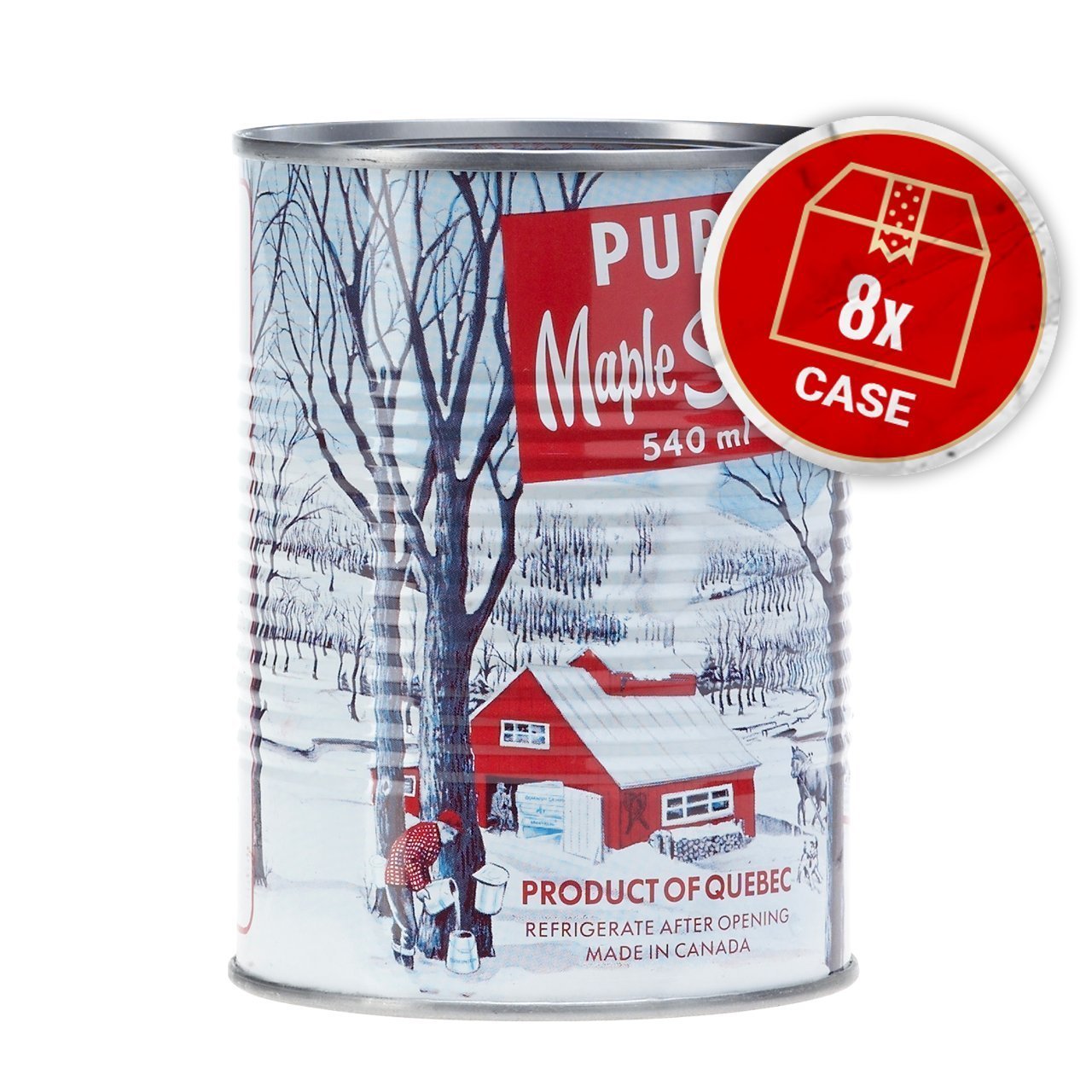 Decacer Pure Maple Syrup, 1 Medium, 540ml/18.26oz. Can,(8pk) (Imported from Canada)