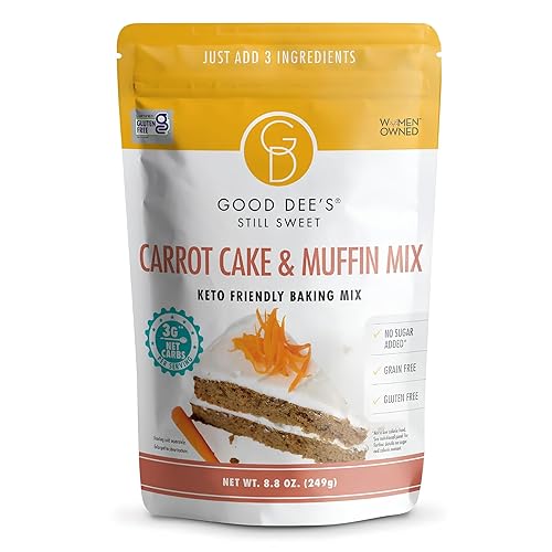 Good Dees Low Carb Baking Mix, Carrot Muffin & Cake Mix, Keto Baking Mix, No Sugar Added, Gluten Free, Dairy-Free, Diabetic (Pack of 1)
