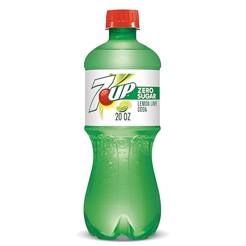 Zero 7up 20oz Soda Bottles, Pack of 24 (Total of 480 FL OZ) F