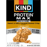 KIND Protein MAX Bars, Sweet & Salty Caramel Peanut Crisp, Gluten Free, Low Sugar, High Fiber Snacks, 20g Protein, 4 Count