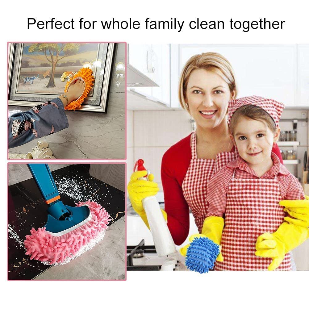 Yueiehe 5 Pairs (10 Pieces) Multi-Function Dust Duster Mop Slippers Shoes Cover, Soft Washable Reusable Microfiber Foot Socks Floor Cleaning Tools