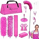 Microfiber Dusters for Cleaning, Feather Dusters with Extension Pole, Bendable & Washable Dusters for High Ceiling Fan, Blinds, Cars, Furniture