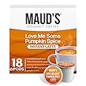 Maud's Pumpkin Spice Latte Flavored Coffee Pods, 18 ct, Medium Roast Flavored Coffee in Single Serve Pods - 100% Arabica Beans, Compatible with Keurig