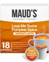 Maud's Pumpkin Spice Latte Flavored Coffee Pods, 18 ct, Medium Roast Flavored Coffee in Single Serve Pods - 100% Arabica Beans, Compatible with Keurig