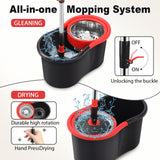 Spin Mop and Bucket, Mop and Bucket with Wringer Set for Home, 360 Spinning Mop Bucket Floor Cleaning Tool with One Microfiber Mop Replacement Head