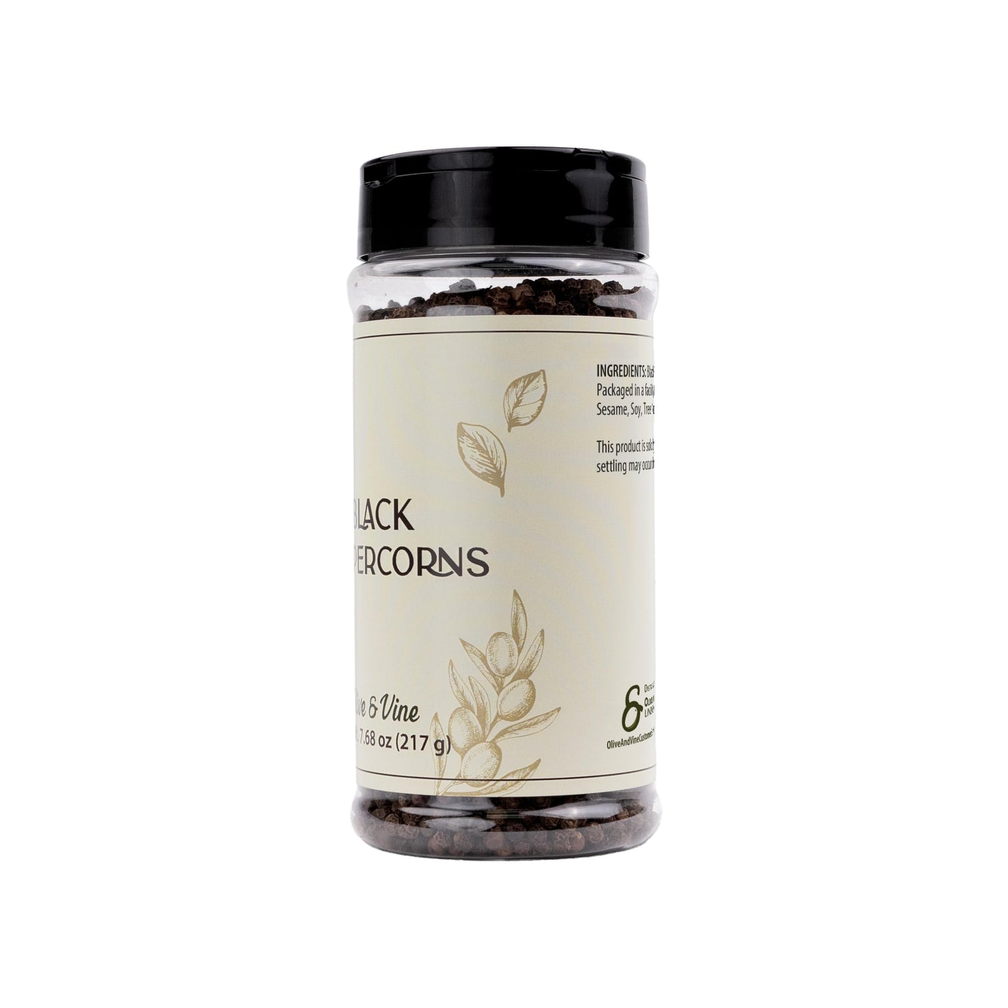 Olive & Vine Whole Black Peppercorn, Bold & Spicy Flavor, Seasoning for Steaks, Soups, Salads, Rich Tradition, Authentic Taste, For Global Recipes