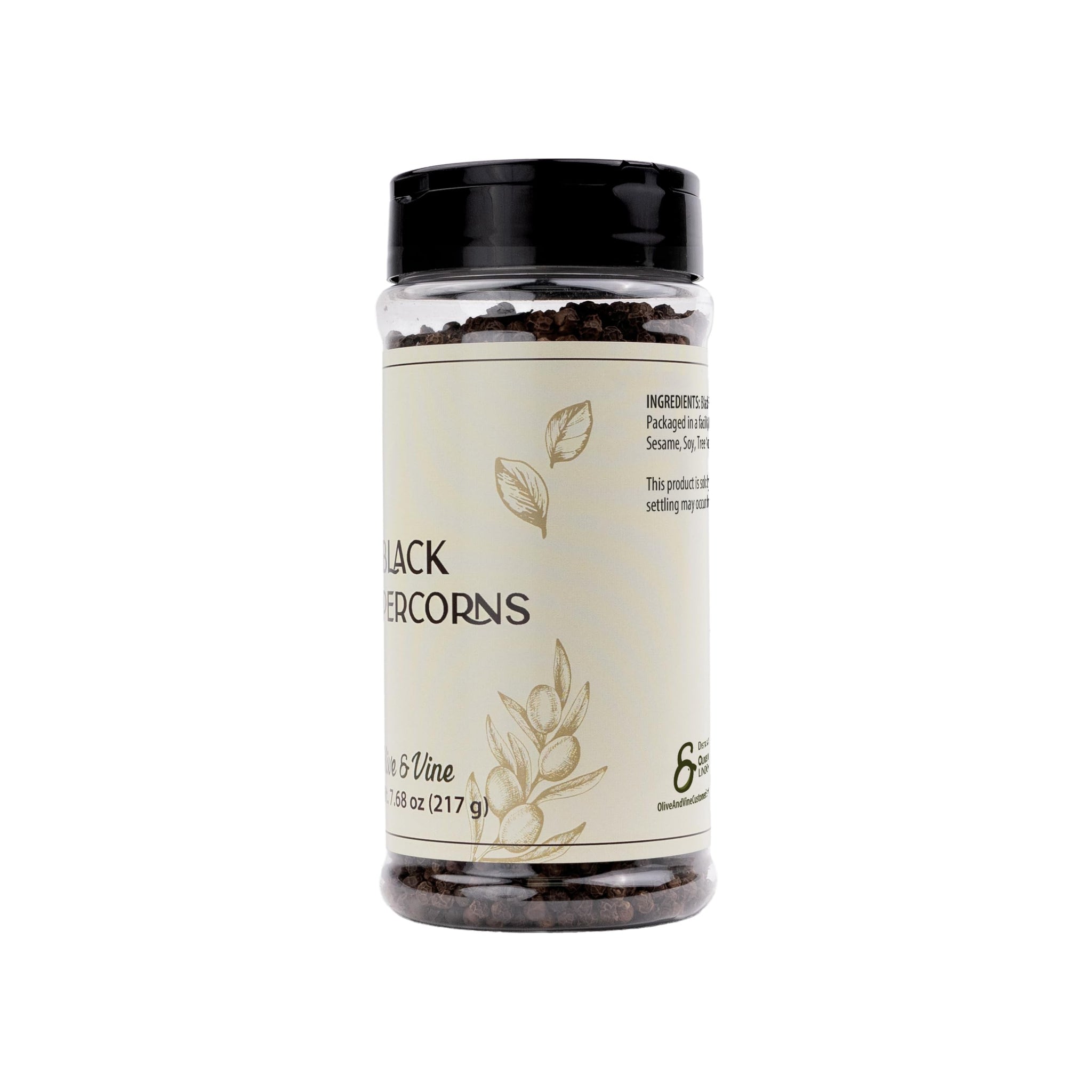 Olive & Vine Whole Black Peppercorn, Bold & Spicy Flavor, Seasoning for Steaks, Soups, Salads, Rich Tradition, Authentic Taste, For Global Recipes
