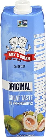 Amy & Brian Pure Coconut Water, 1 Liter (Pack of 6) | Non-GMO & No Added Sugar
