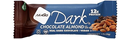 NuGo Dark Chocolate Almond With Sea Salt, 12g Protein Bar, Vegan, Gluten Free, Non-GMO, Kosher Pareve 1.76 oz