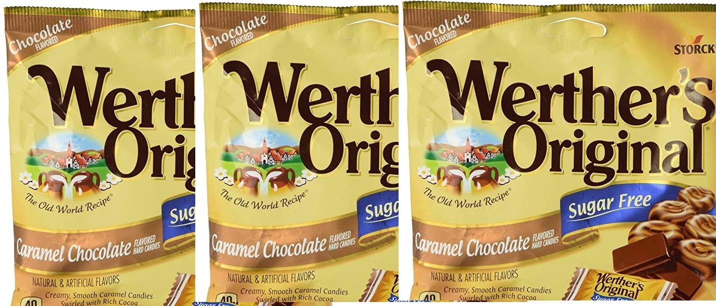 Werther's Original Caramel Chocolate Sugar Free Hard Candies 1.46 Oz (pack of 3)