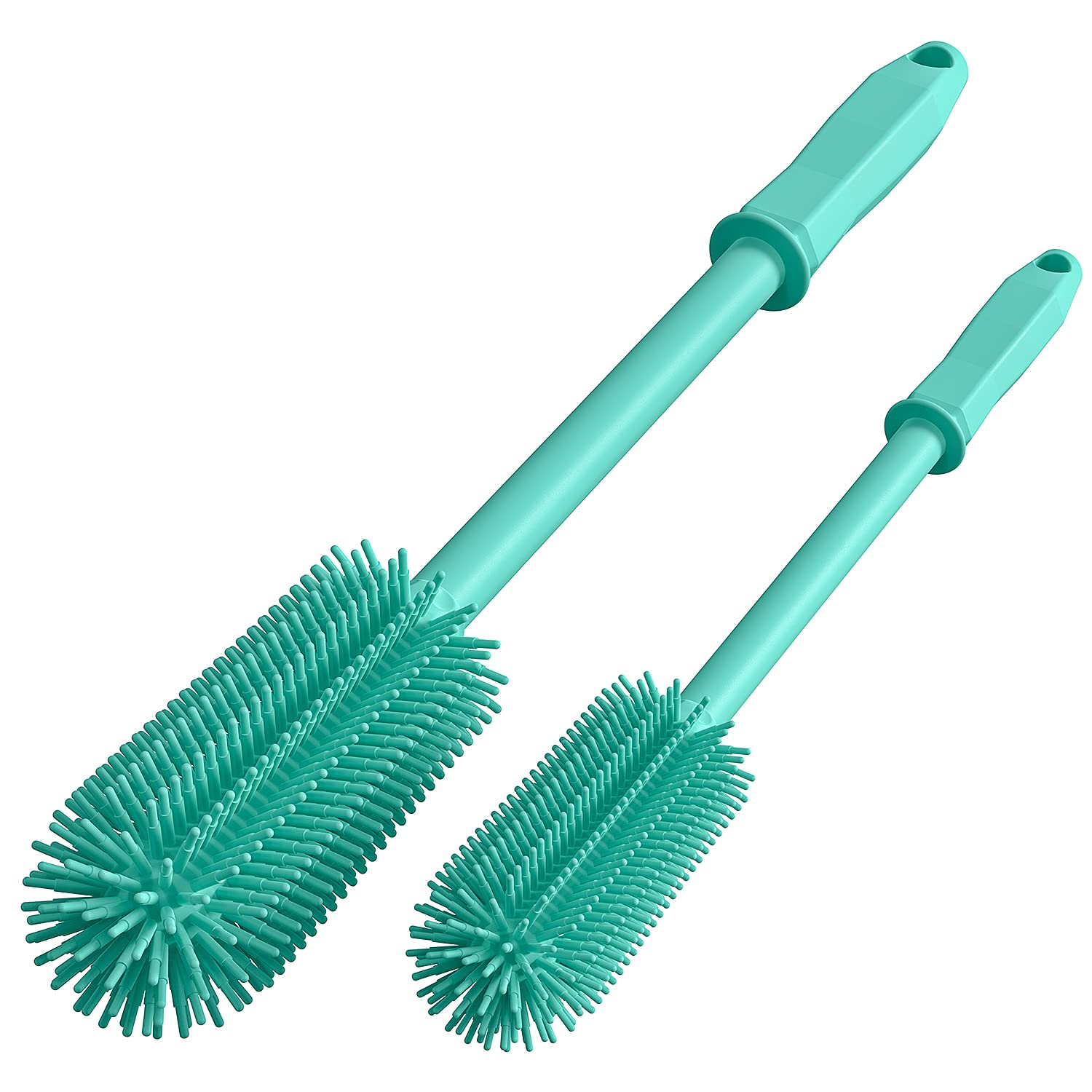 COOKLEE Silicone Bottle Cleaning Brush | 2 Pack|, 16”Long Water Bottle Brush Cleaner Brush for Hydro Flask,Glassware,Vacuum Sports Bottle&Vases,Water