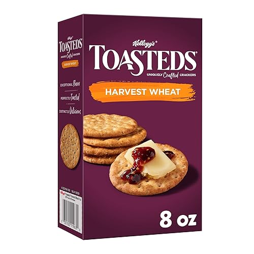 Toasteds Crackers, Lunch Snacks, Party Snacks, Harvest Wheat, 8oz Box (1 Box)