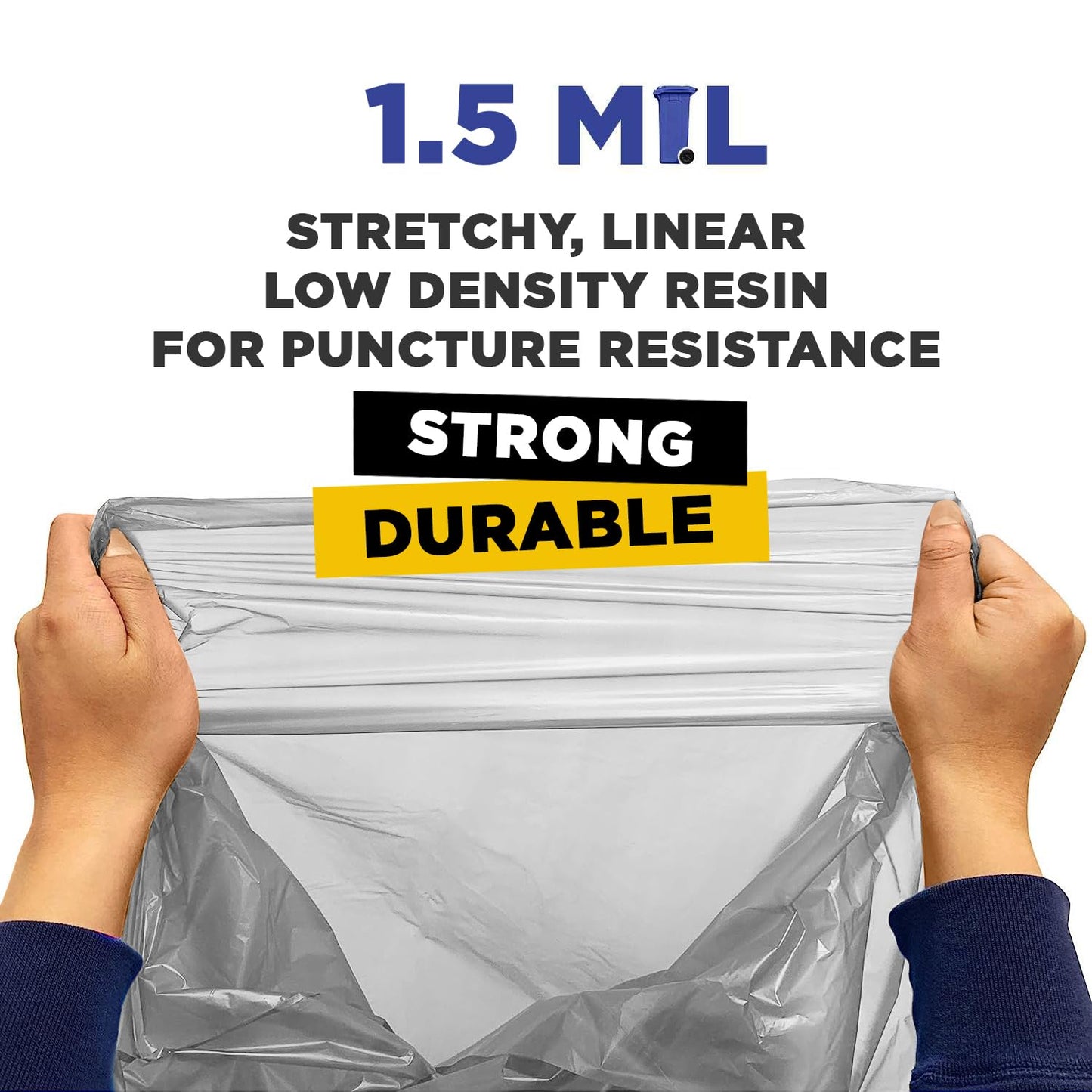 PLASTIC PRINCE (100 Pack) 30-33 Gallon Trash Bags, 1.5 Mil, Heavy Duty, Fits Round and Square 30-33 gal Trash Cans, 33" x 39" Garbage Trash Can Liners