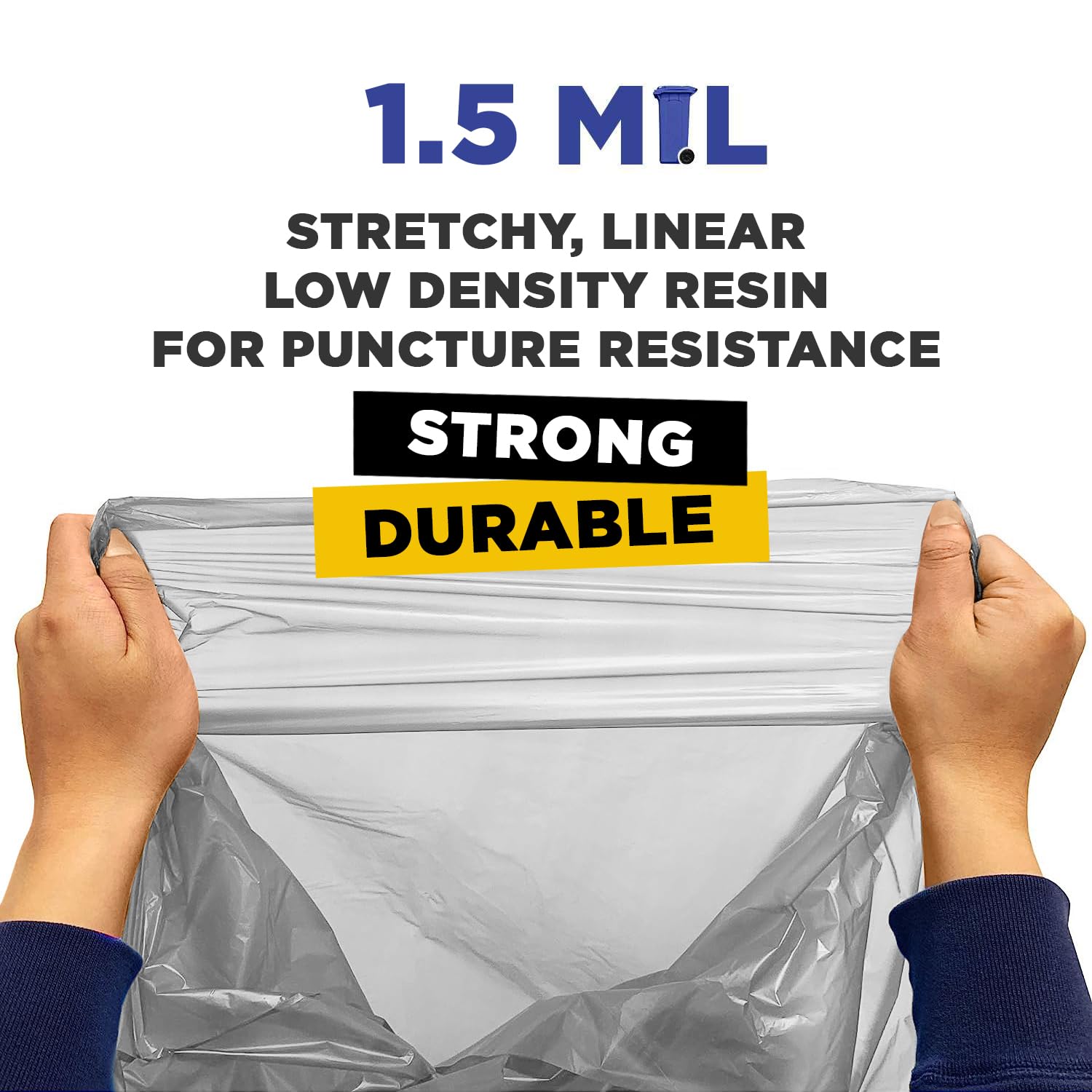 PLASTIC PRINCE (100 Pack) 30-33 Gallon Trash Bags, 1.5 Mil, Heavy Duty, Fits Round and Square 30-33 gal Trash Cans, 33" x 39" Garbage Trash Can Liners