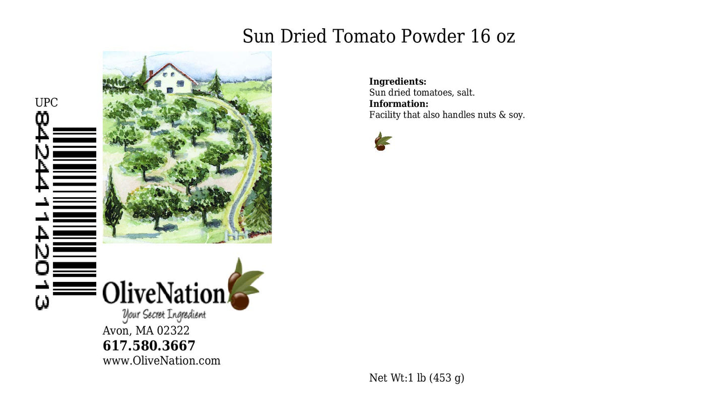 OliveNation Powdered Sun Dried Tomato, Taste, Aroma, and Color of Ripe Tomatoes for Cooking, Baking, Mixes, Non-GMO, Gluten Free, Vegan - 16 ounces