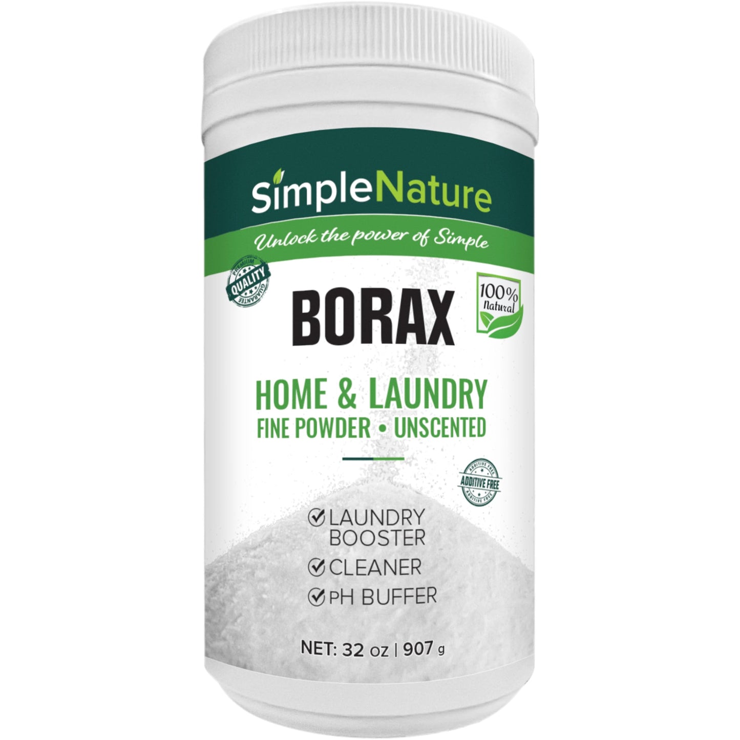 SimpleNature All Natural Borax Powder - 2 lbs - Multipurpose Cleaner, Laundry Detergent Booster & Deodorizer