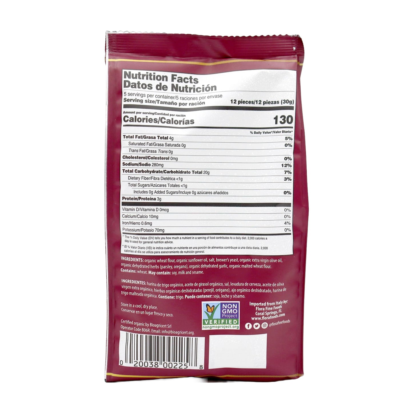 Flora Foods Organic Bruschette Mini Toasts (Garlic & Herbs) - Imported from Italy - Bread for Bruschetta