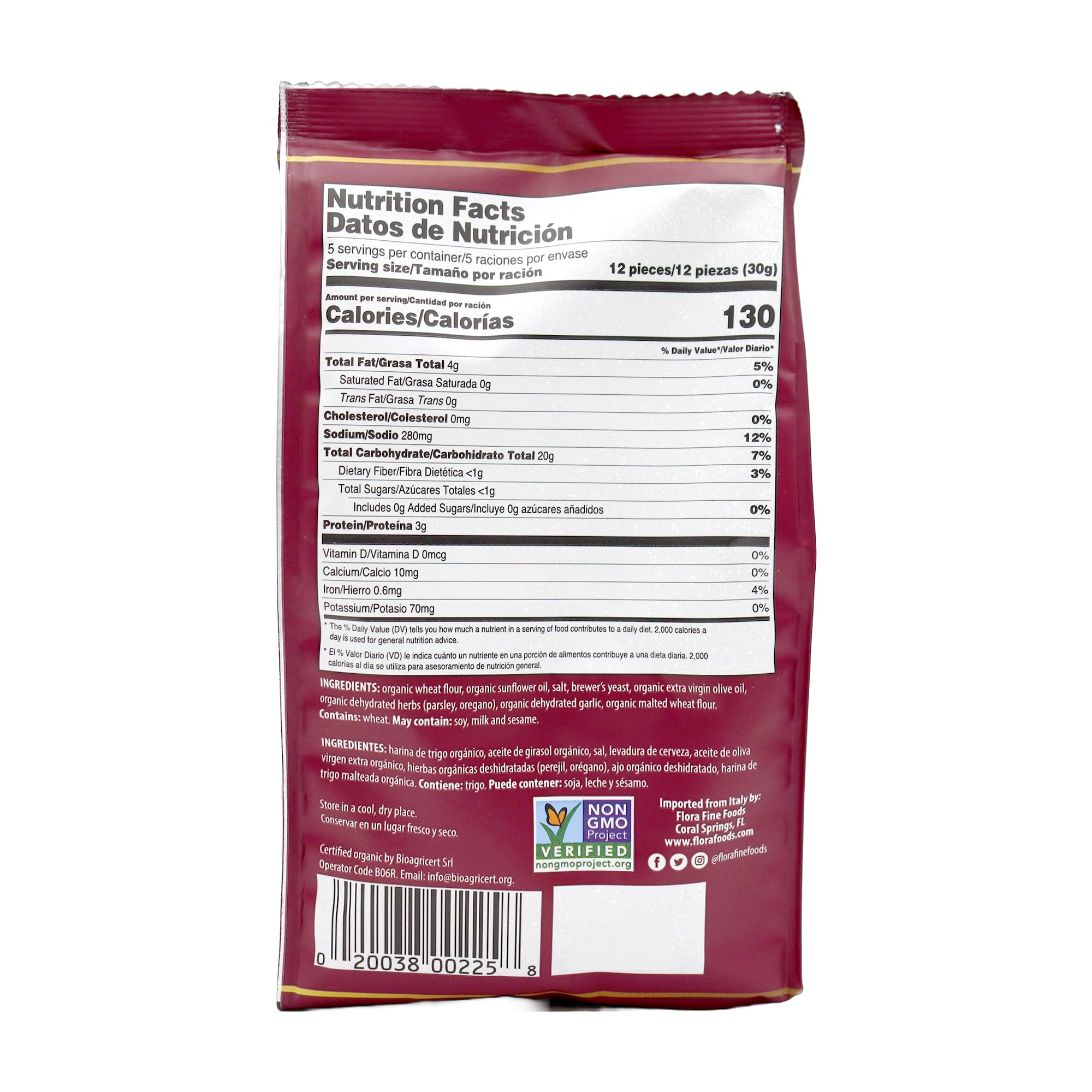 Flora Foods Organic Bruschette Mini Toasts (Garlic & Herbs) - Imported from Italy - Bread for Bruschetta