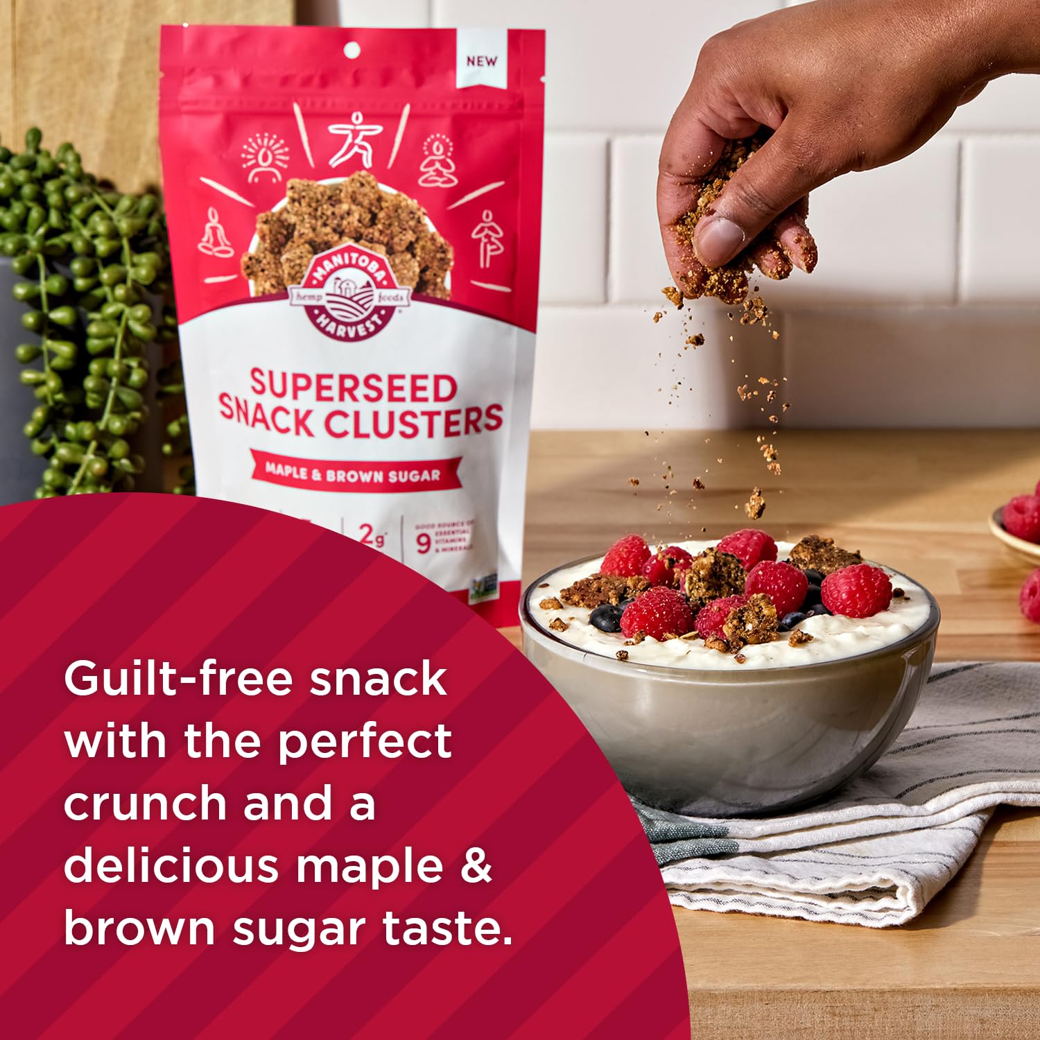 Manitoba Harvest Superseed Snack Clusters, Maple & Brown Sugar - 4.6oz - 5g Plant Protein, 2g Fiber, 5g Omega 3 & 6 per 30g serving - Easy 6-in-1
