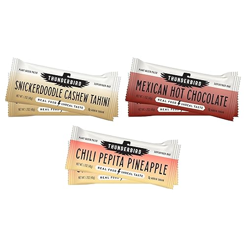 Thunderbird Bars Energy Snack, Gluten-Free with Protein, Healthy Real Food, Vegan Paleo Non-GMO, No Added Sugar, Sweet Spicy Savory Variety Flavor