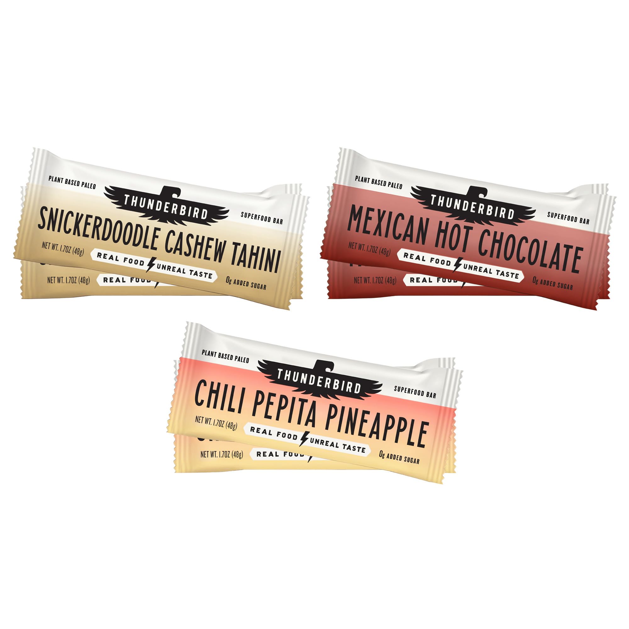 Thunderbird Bars Energy Snack, Gluten-Free with Protein, Healthy Real Food, Vegan Paleo Non-GMO, No Added Sugar, Sweet Spicy Savory Variety Flavor