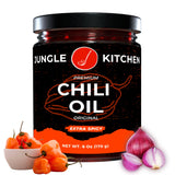 Jungle Kitchen Extra Spicy Crunchy Garlic Chili Oil Hot Chili Oil Vegan & Gluten-Free Great For Sauce & Toppings, 6oz