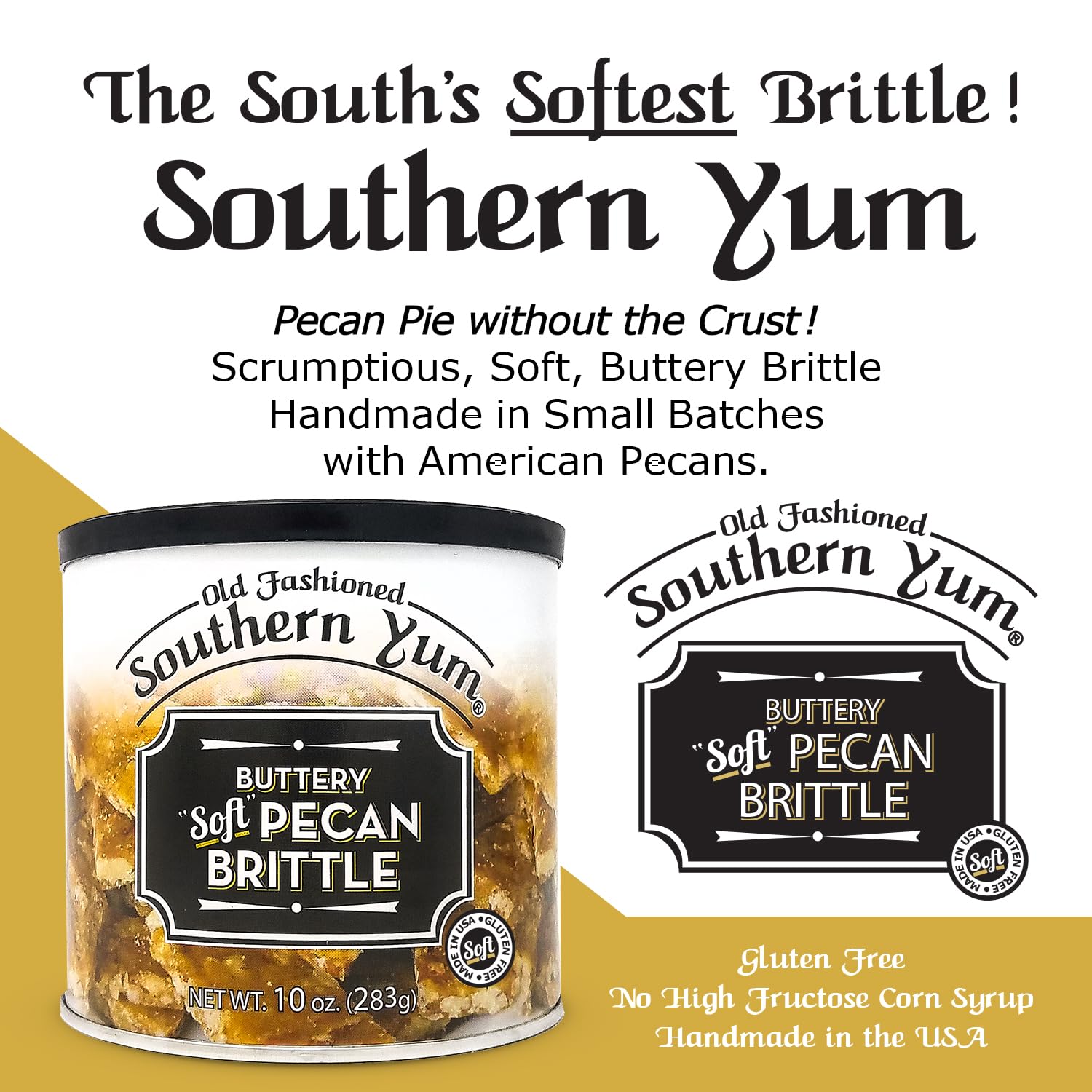 Southern Yum Pecan Brittle, Soft, Buttery Brittle, Gluten Free, Made in Small Batches