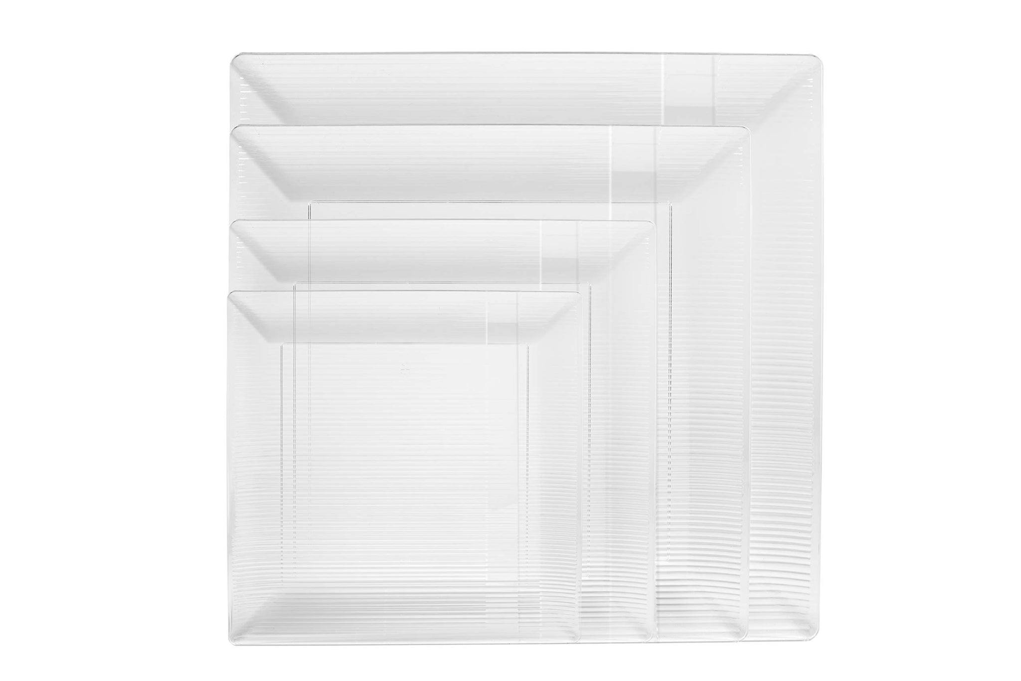 Exquisite Disposable-Clear-Plastic-Plates-Square Linear (40 Pack) Wedding Dinner Fancy Tableware Dishes (7.5 Inch., Clear) Single Size Set