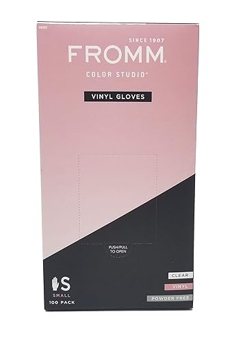 Diane Fromm Color Studio Clear Vinyl Disposable Gloves, Small, Non-Latex Powder-Free for Salon and Household Cleaning, Tear-Resistant and Comfortable