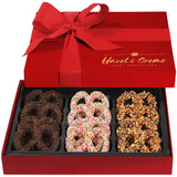 Chocolate Pretzel Gift Basket - Dark Chocolate Covered Pretzels in Elegant Gift Box - Gourmet Kosher Gift for Him or Her, Birthdays, Anniversaries