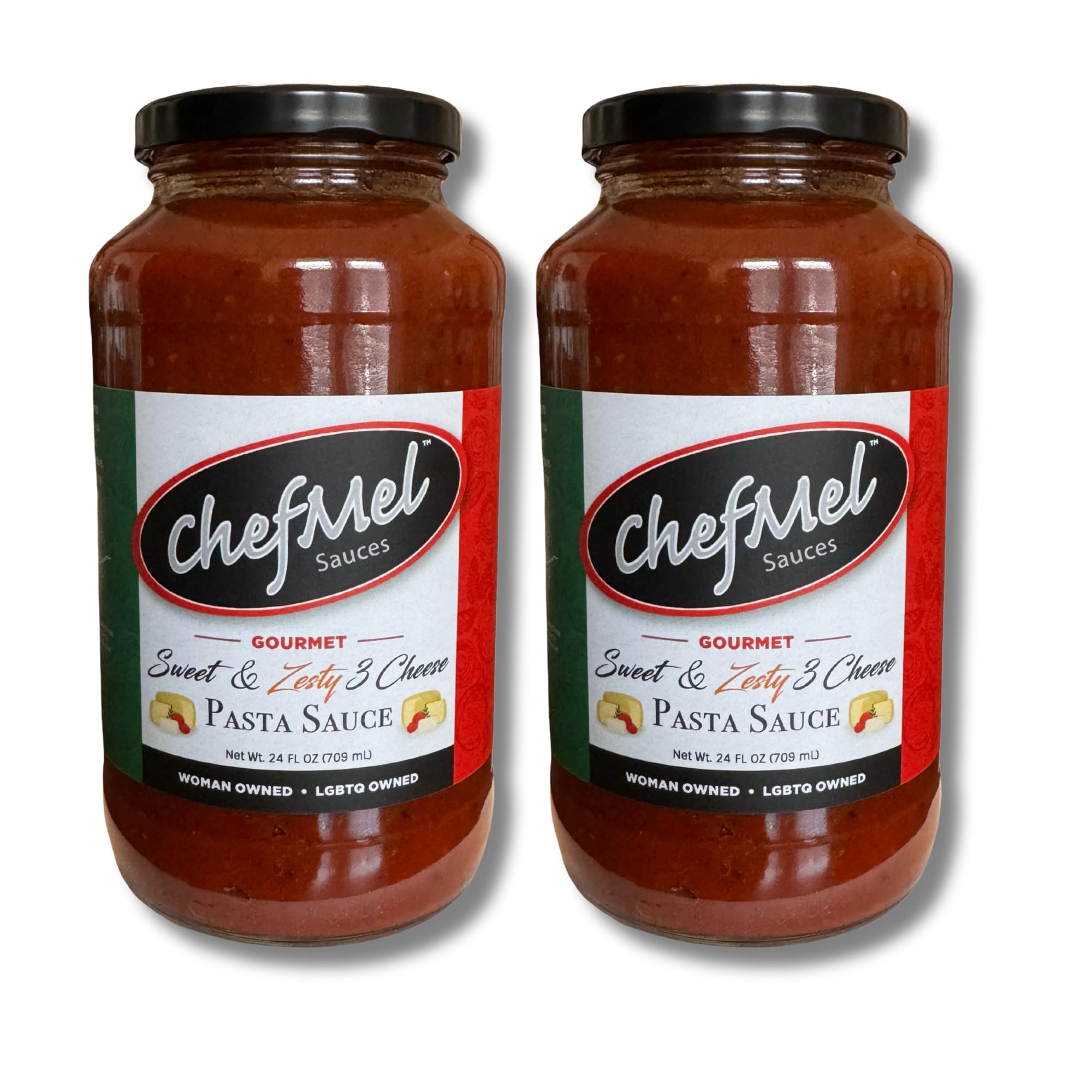 ChefMel’s Zesty Three Cheese Pasta Sauce - Creamy Sweet Tomato Sauce with a Bold Blend of Cheeses - Handcrafted in Small Batches - Gluten-Free - Great