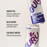 GURU Zero Sugar Organic Energy Drink, Wild Berry, 12 Fl Oz, 12 Pack