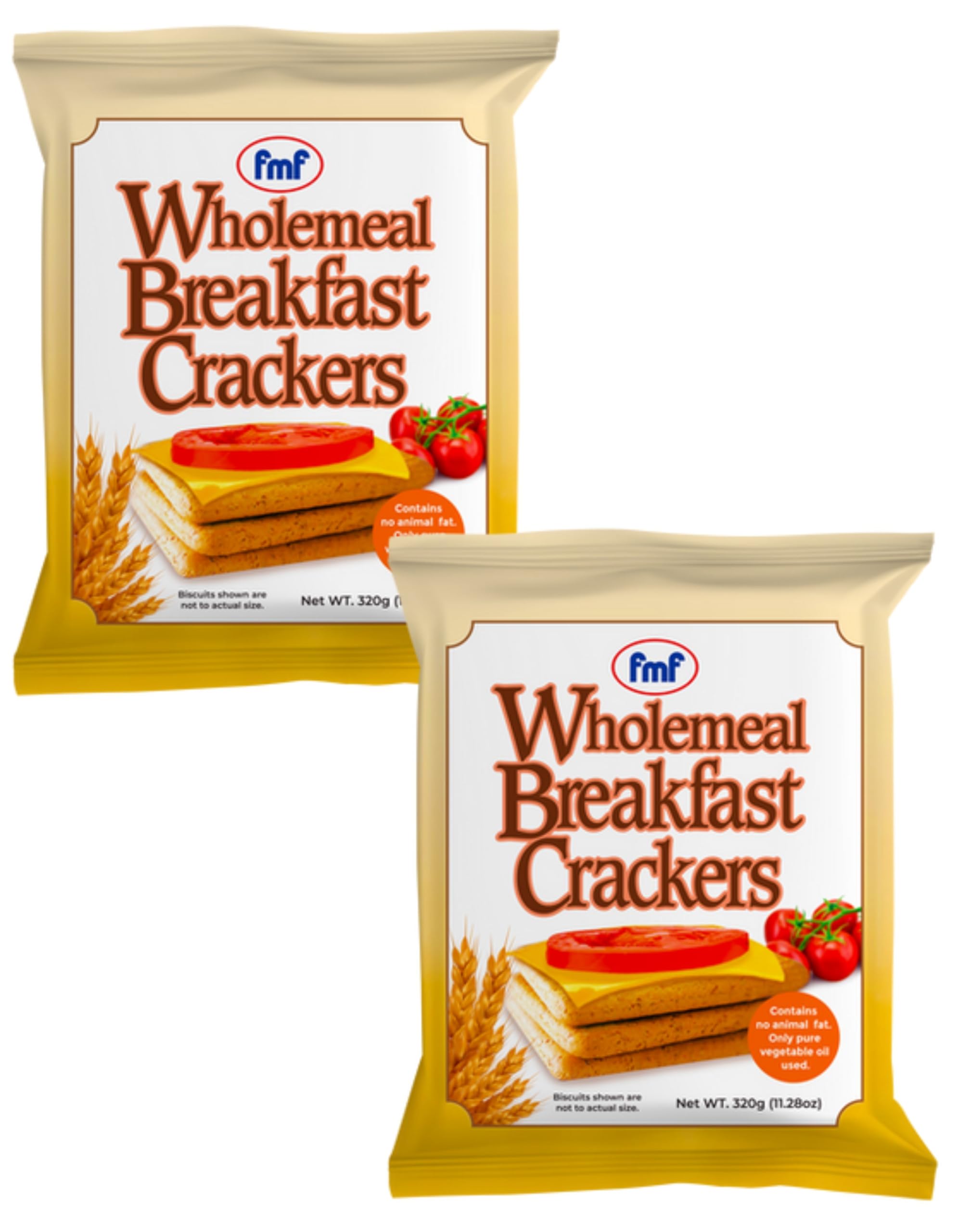 Wholemeal Breakfast Crackers, Light & Crunchy Biscuit (Pack Of 2 x 320g) Nutritious Snack, Delicious Combinations with Tea or Morning Coffee, 100%