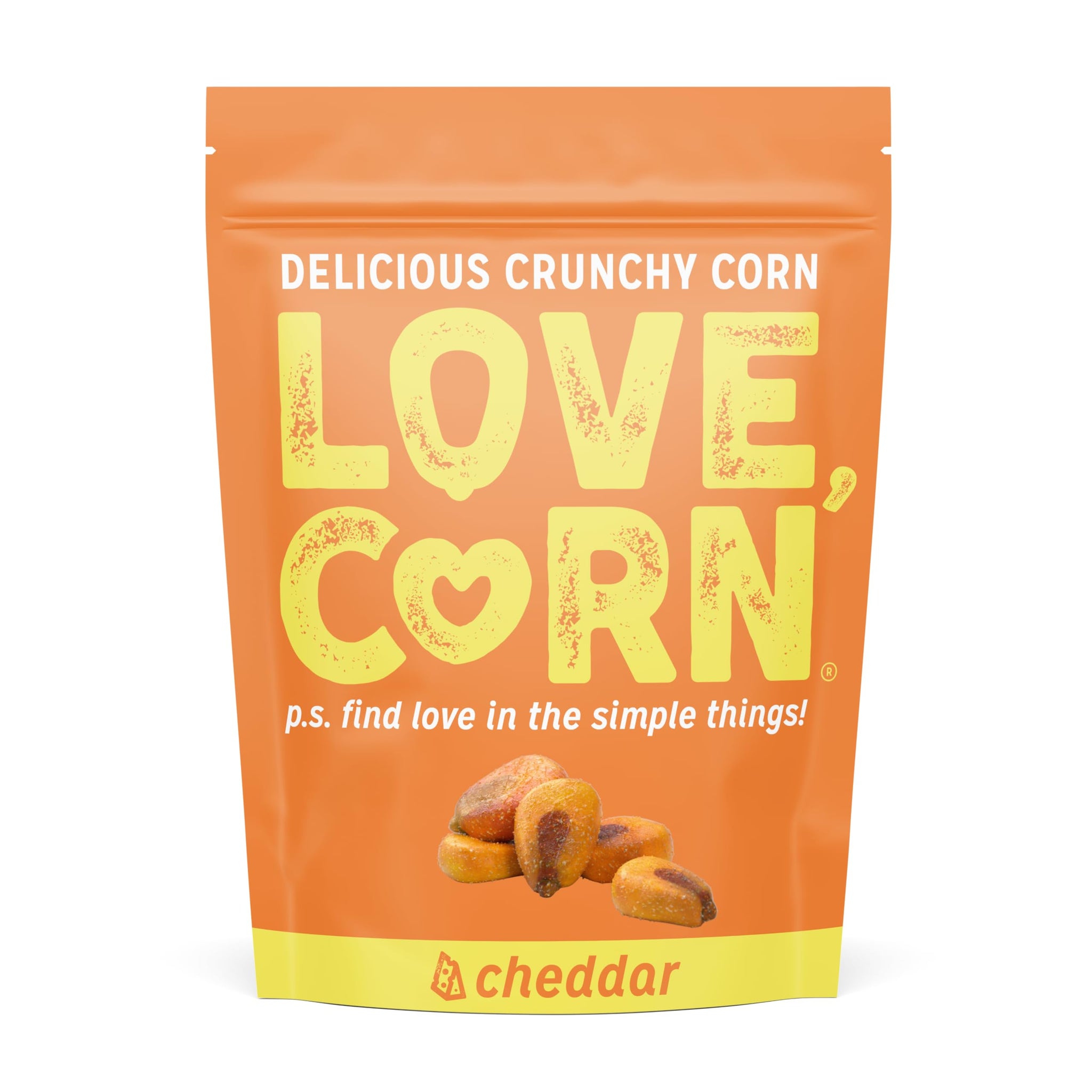 LOVE CORN Cheddar - Crunchy Roasted Corn Snack, Gluten Free, Non-GMO, Low Sugar, Vegan, Plant Based - Alternative to Chips, Nuts & Crackers - Office