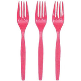 Fun Express - Hot Pink Plastic Forks (50 Pc) - Party Supplies - Solid Tableware - Cutlery - 50 Pieces