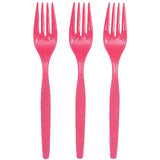 Fun Express - Hot Pink Plastic Forks (50 Pc) - Party Supplies - Solid Tableware - Cutlery - 50 Pieces
