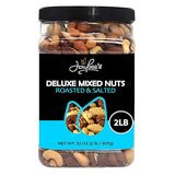 Mixed Nuts Deluxe - Roasted & Salted | 32 oz Reusable Container | Healthy Gourmet Variety Snack Mix with Cashews, Almonds, Brazil Nuts, Pecans