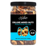 Mixed Nuts Deluxe - Roasted & Salted | 32 oz Reusable Container | Healthy Gourmet Variety Snack Mix with Cashews, Almonds, Brazil Nuts, Pecans