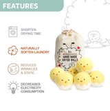 Calindiana 100% Organic Premium New Zealand Wool Dryer Balls Laundry Reusable Fabric Softener, Cute Dryer Sheets Alternative, Anti Static XL Size 6