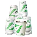 EcoQuality 12 oz Compostable Paper Cups - Biodegradable Disposable White Paper Coffee Cups PLA Lined - Eco-friendly Hot and Cold Drinking Cups