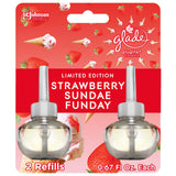 Glade PlugIns Refills Air Freshener, Scented and Essential Oils for Home and Bathroom, Strawberry Sundae Funday, 1.34 Oz, 2 Count